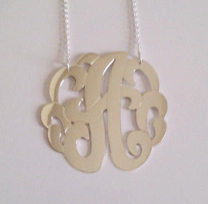 Swirly Initial Necklace Sterling Silver Or Gold Alternate 1