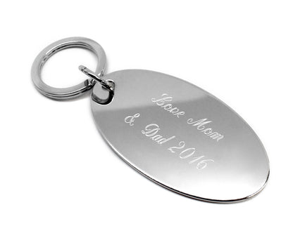 Silver Oval Engraved Keychain
