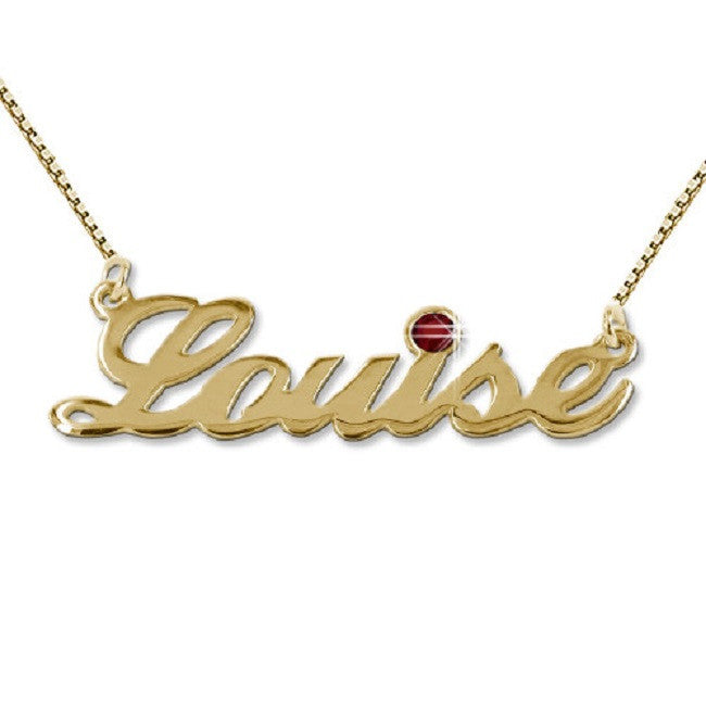 Personalized Birthstone Nameplate Necklace