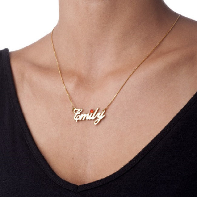 Personalized Birthstone Nameplate Necklace 2