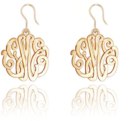 24K Gold Plated Monogram Dangle Earrings