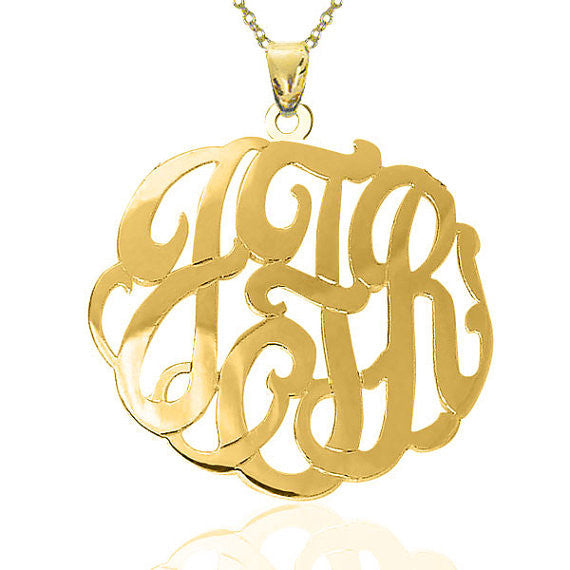 24K Gold Plated Fancy Script Monogram Necklace