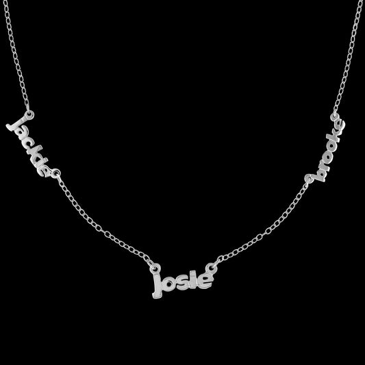 Sterling Silver Family Mini Nameplate Necklace