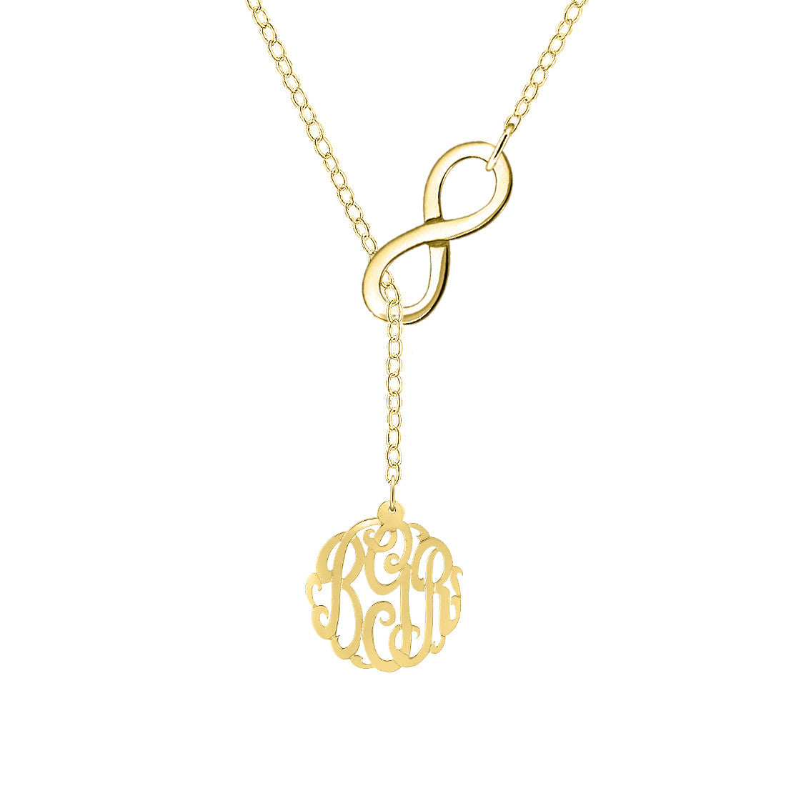 Gold Monogram Infinity Lariat Necklace