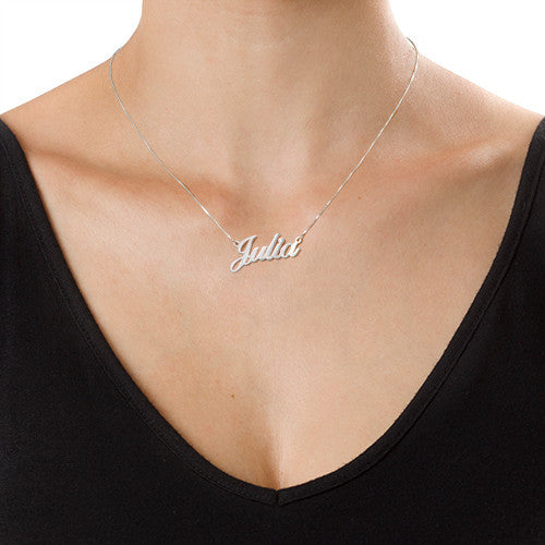 Amazon.com: Petite Nameplate Necklace, Child Size Sterling Silver Custom  Made Name Necklace : Handmade Products