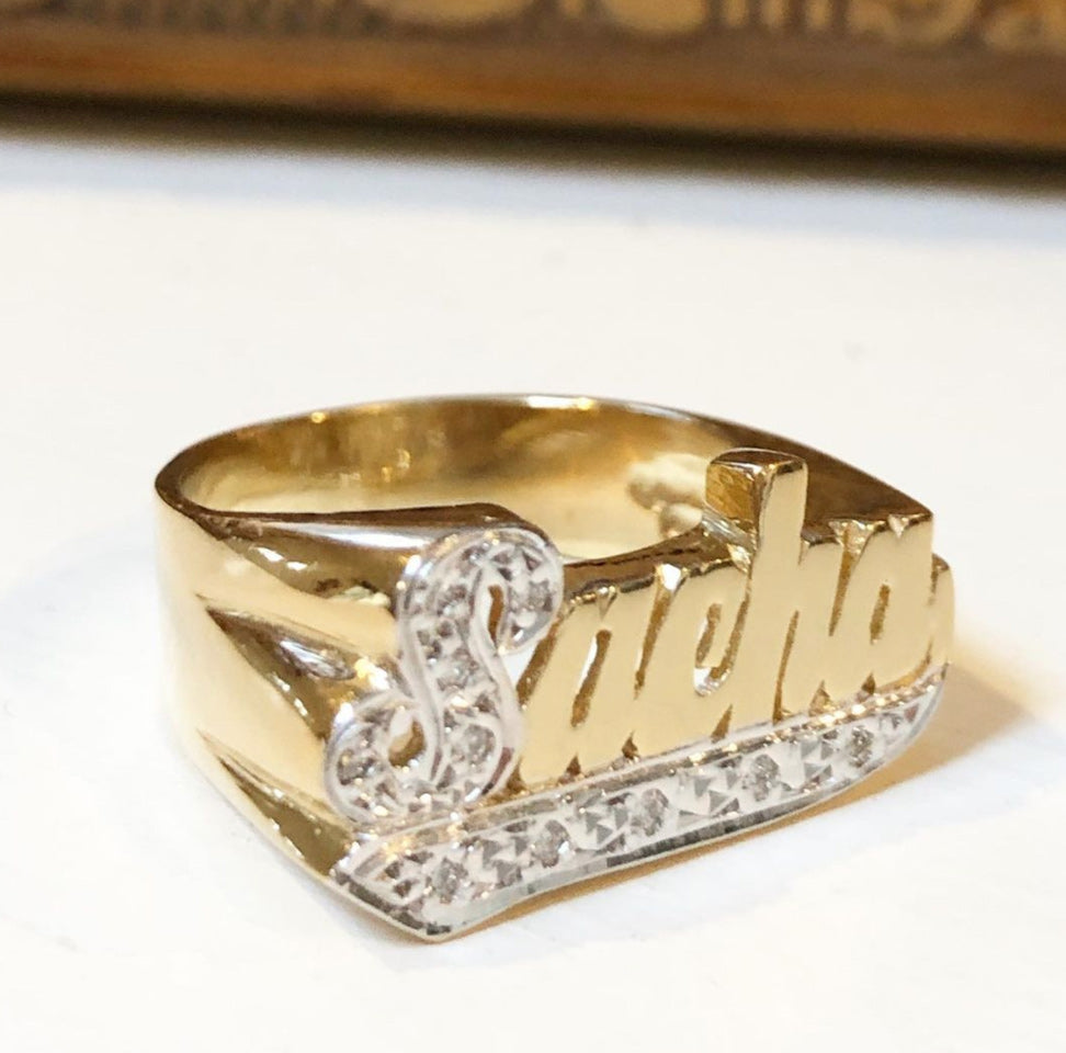 Gold Name Ring with Diamonds - 10mm 5
