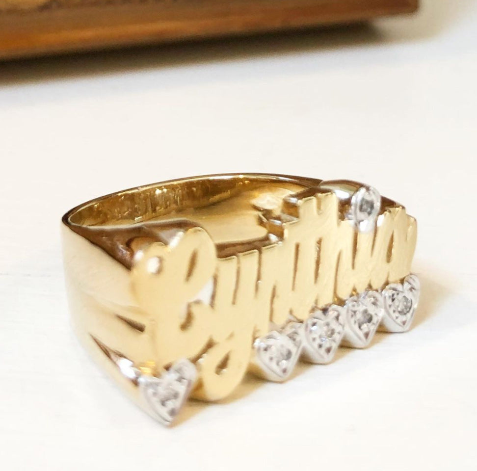 Gold Name Ring - Diamond Accents 2
