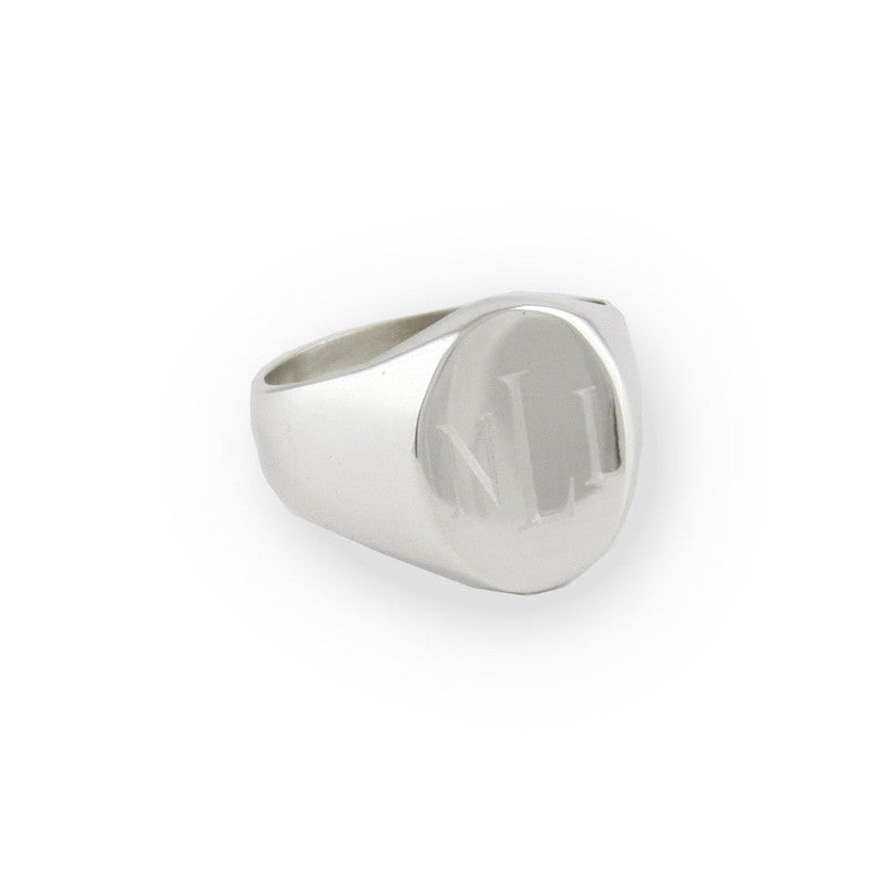 Mens Sterling Silver Personalized Oval Signet Ring