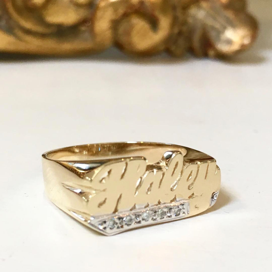 Name Ring with Diamonds - 8mm 2