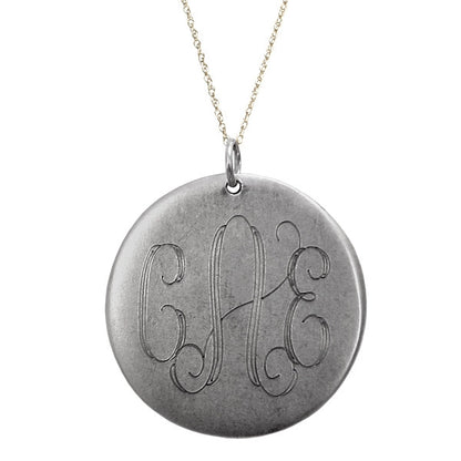 Antiqued Large Gold Disc Initial Necklace