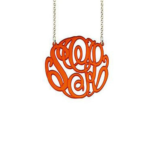 Acrylic Big Slim Monogram Necklace orange