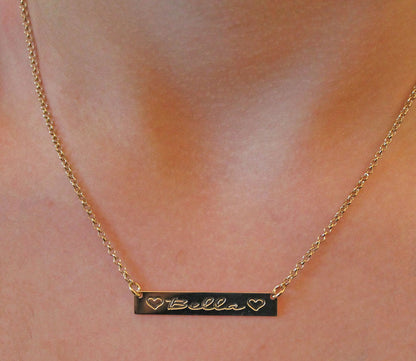 Engraved Gold Bar Necklace