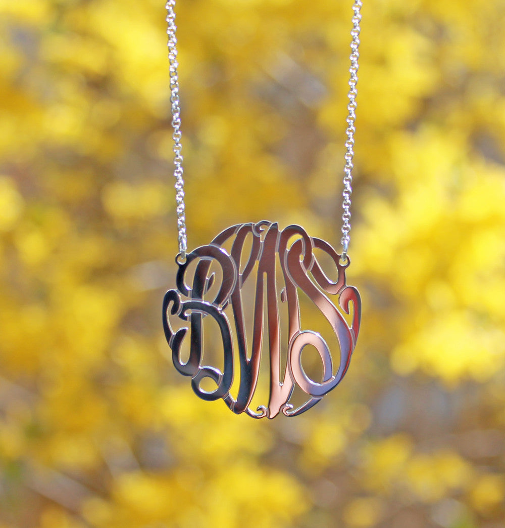 monogram necklace in sterling silver