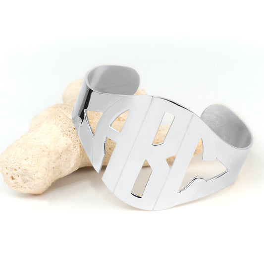 Block Monogram Bangle Cuff Bracelet