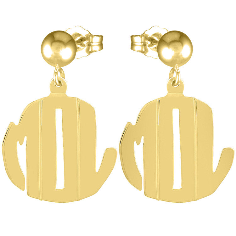 Gold Cutout Monogram Earrings