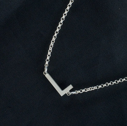 Sideways Initial Necklace Audrina Patridge 3 4 inch Gold Vermeil 18 inch