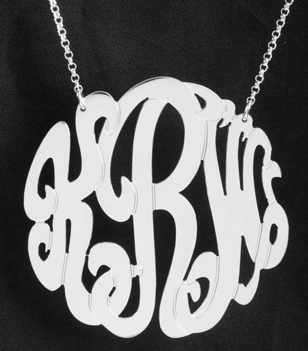 Extra Large Sterling Silver Monogram Necklace