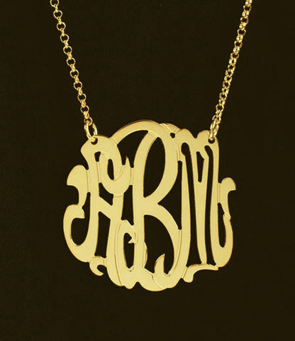 Gold Monogram Necklace Medium