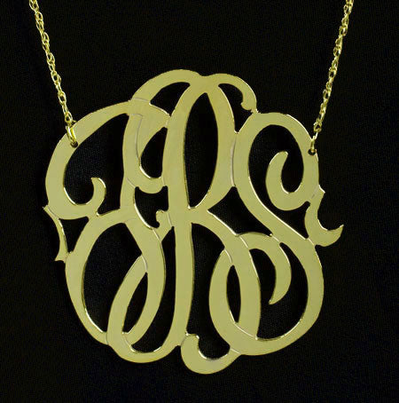 Gold Monogram Necklace 1 5/8 Inch