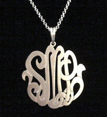 Three - Initial Sterling Silver Monogram Necklace - Antons Fine