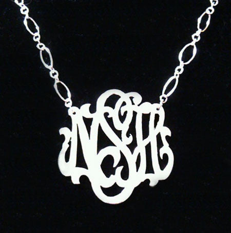 Sterling Silver Monogram Necklace Long And Short Chain