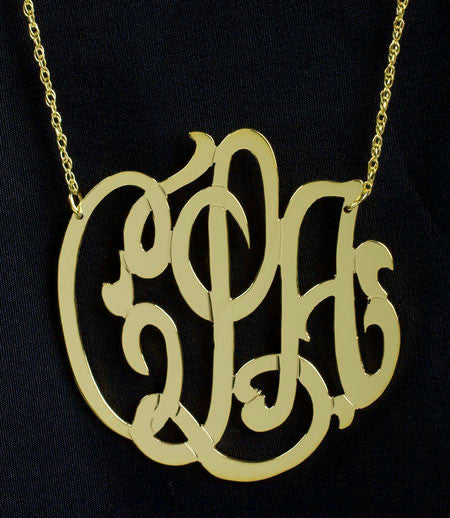 Gold Monogram Necklace   1.5 Inch