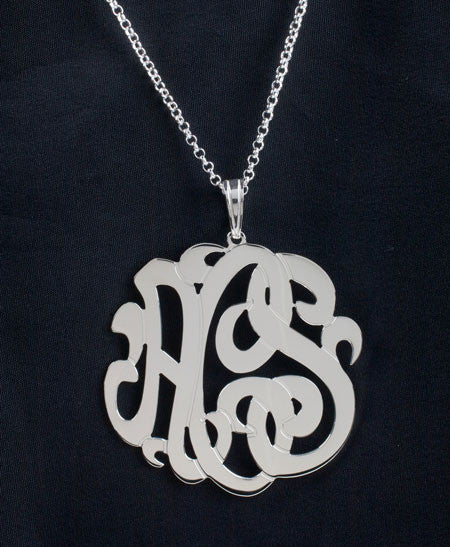 Sterling Silver 3 Initial Monogram Necklace Alternate 1