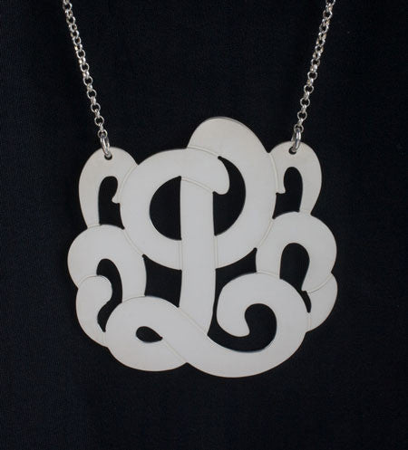 Swirly Initial Necklace Silver large