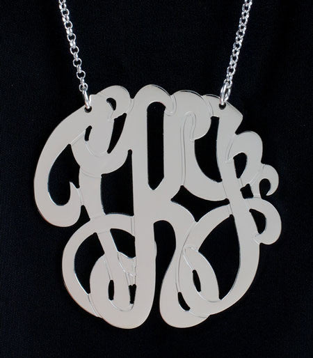 Large Sterling Silver Monogram Necklace