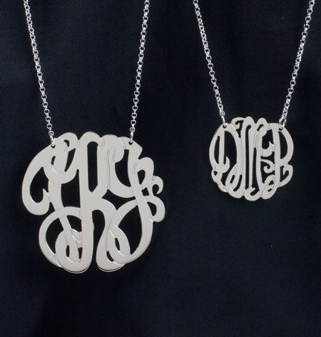 Sterling Silver 3 Initial Monogram Necklace Alternate 2