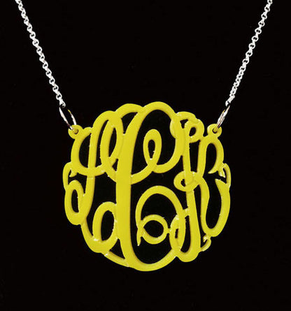 Yellow Acrylic Monogram Necklace Big Slim