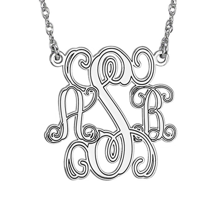 Silver Monogram Necklace Interlocking Script