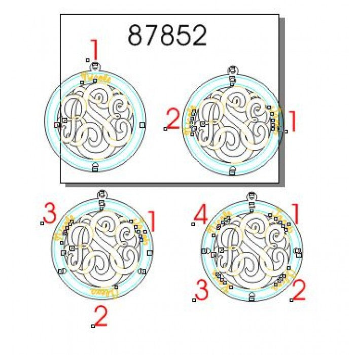 Classic Border Round Monogram Mothers Necklace With Birthstones Alternate 2