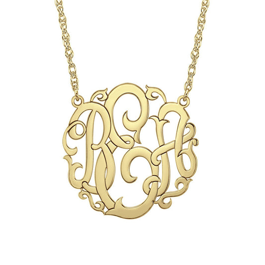 Gold Monogram Necklace Vine Script