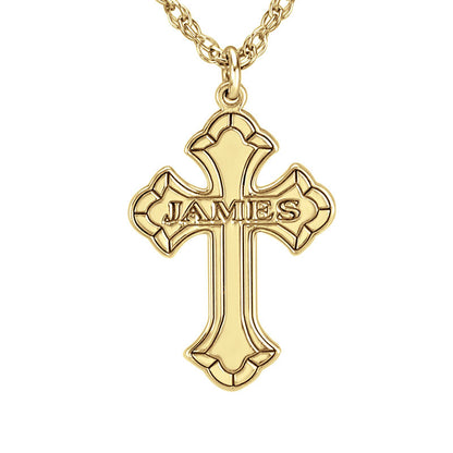 Personalized Small Engraved Cross Necklace