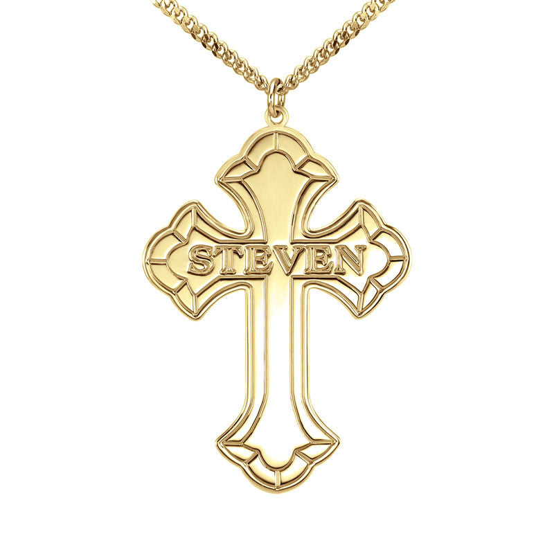 Personalized Large Engraved Cross Necklace