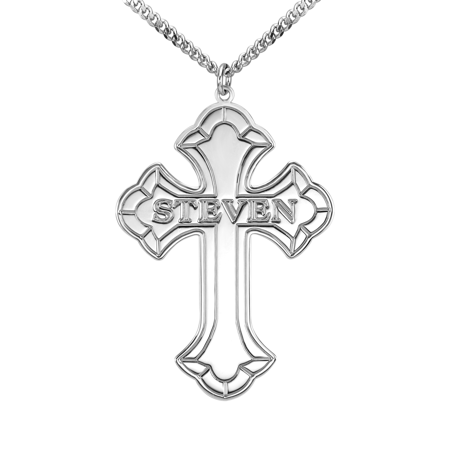 Personalized Large Engraved Cross Necklace Alternate 1