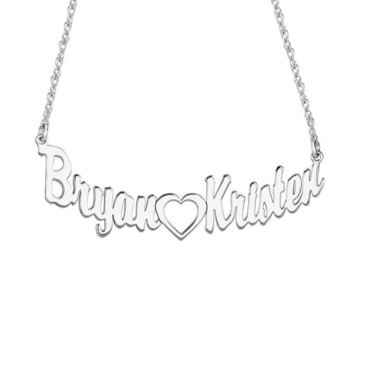 Sterling Silver Connected Heart Nameplate Necklace