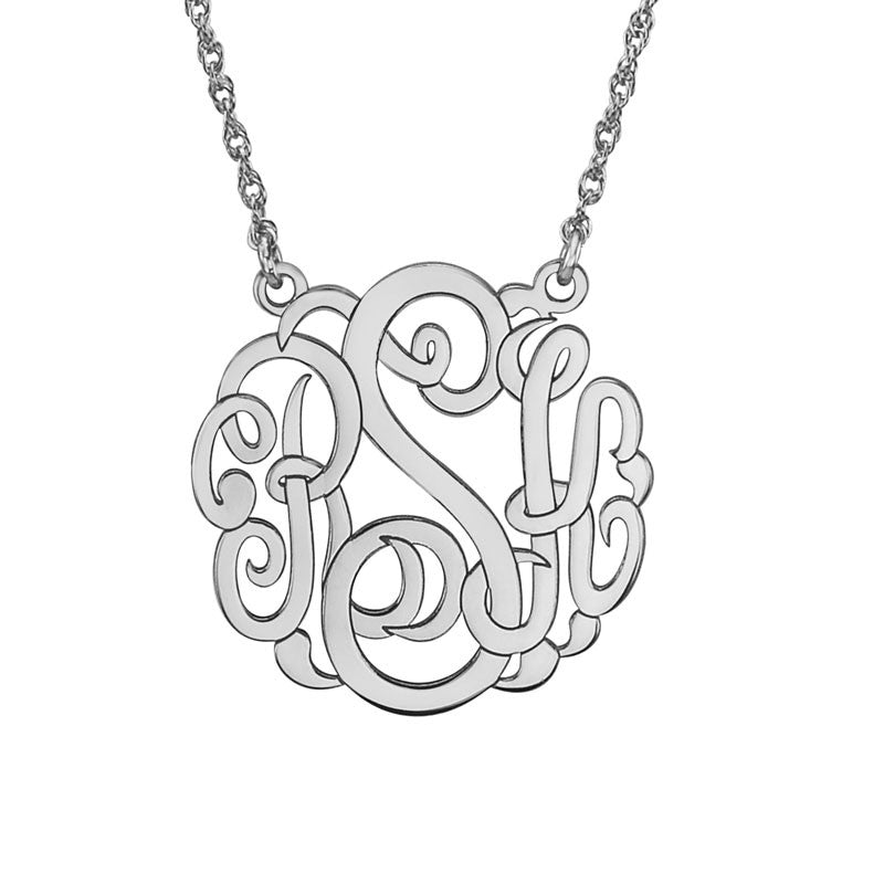 Personalized Sterling Silver Classic Script Monogram Necklace