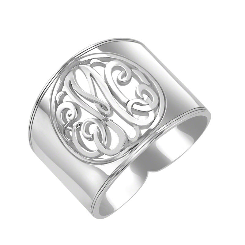 Sterling Silver Cigar Band Classic Monogram Ring