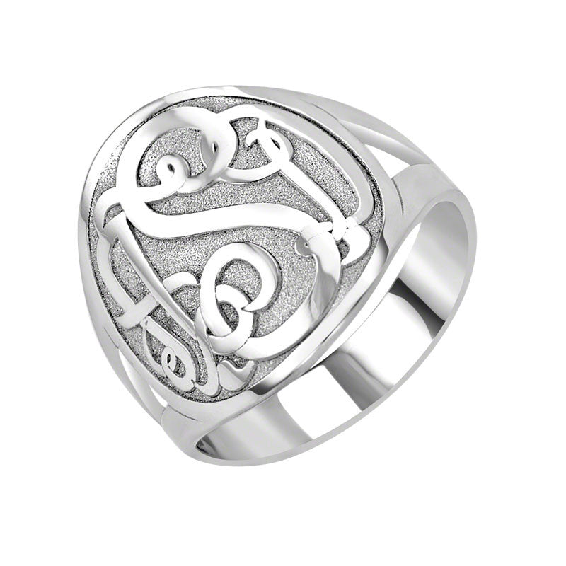 Sterling Silver Classic Bordered Monogram Ring