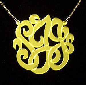 Mirrored Gold Acrylic Monogram Necklace