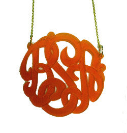 Orange Acrylic Monogram Necklace