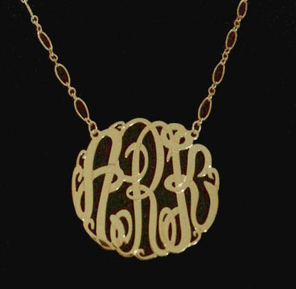 gold monogram necklace long and short chain