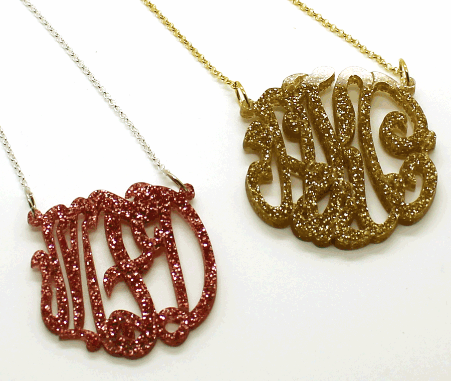 Glitter Acrylic Monogram Necklace