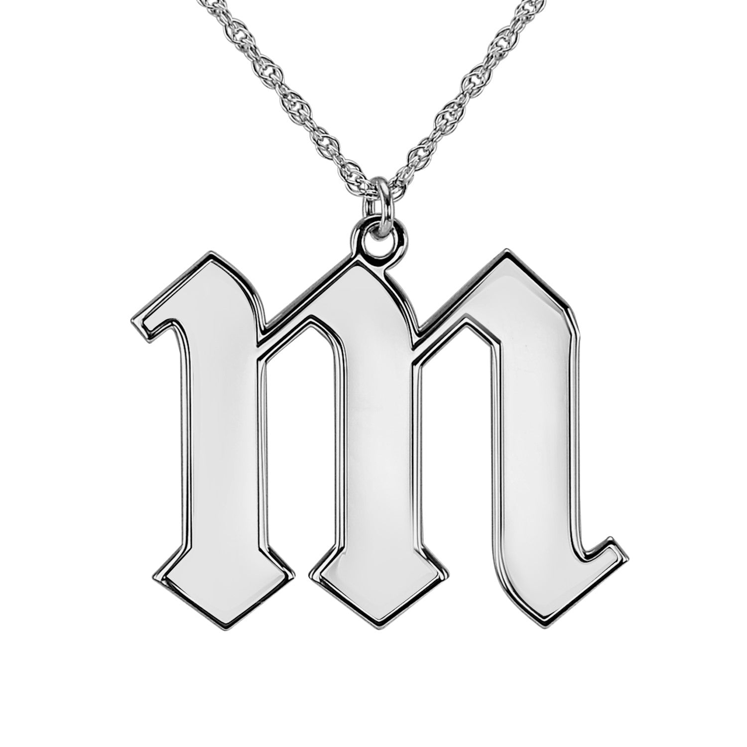 Sterling Silver Men's Gothic Initial Pendant Necklace - A | Jewlr