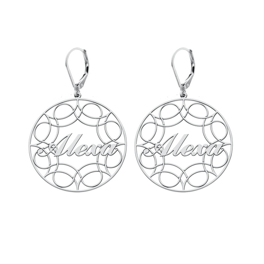 Sterling Silver Ribbon Hoop Name Earrings
