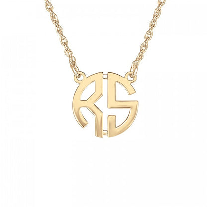 Gold Mini Monogram Necklace   Two Initial