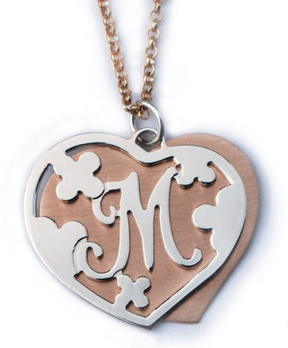 Gold And Silver Cut Out Double Heart Necklace Alternate 1