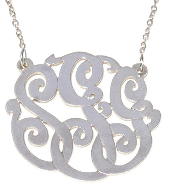 Sterling Silver Cutout Monogram Split Chain Necklace